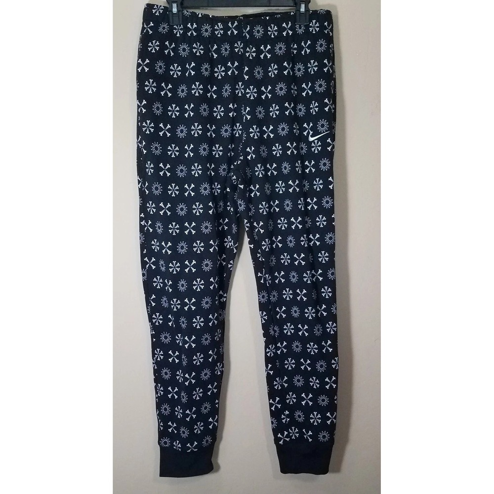 Nike Joggers Men Medium M Club Fleece Sweatpants Monogram Black White FJ1637
